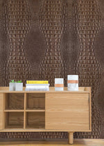 Papier peint mural imitation peau de python marron vertical - Vignette | Mr Papier Peint