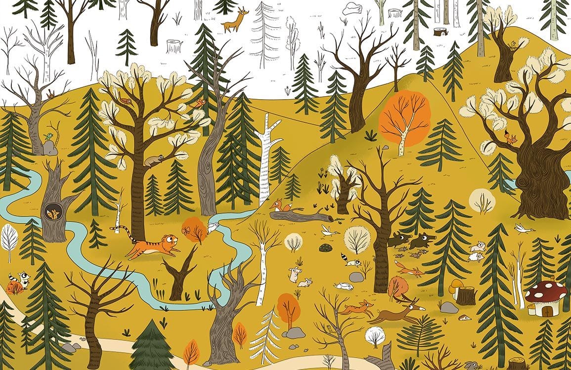 Papier Peint Mural Journal de la Forêt - Le meilleur Papier peint panoramique Sur mesure