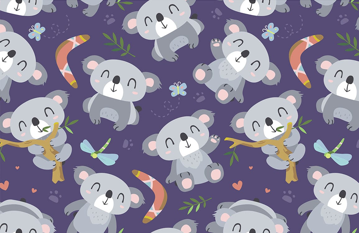 Papier peint mural Koala & Arbre Violet - Le meilleur Papier peint panoramique Sur mesure