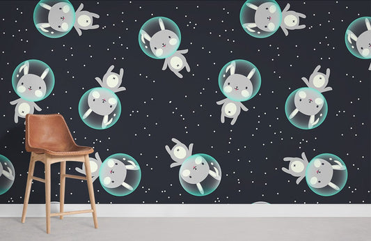 Papier peint mural Lapin Astronaute - Le meilleur Papier peint panoramique Sur mesure