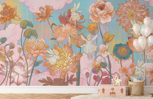 Papier peint mural Les Elfes Parmi les Fleurs - Le meilleur Papier peint panoramique Sur mesure