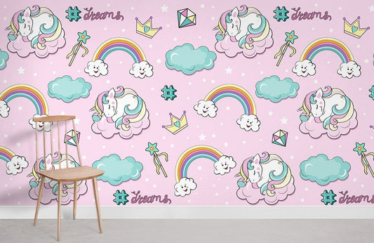 Papier peint mural licorne mignonne - Le meilleur Papier peint panoramique Sur mesure