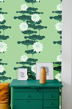 Papier peint mural Ligne de Lotus Vert - Vignette | Mr Papier Peint