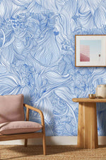 Papier peint mural Lignes croisées bleues - Vignette | Mr Papier Peint