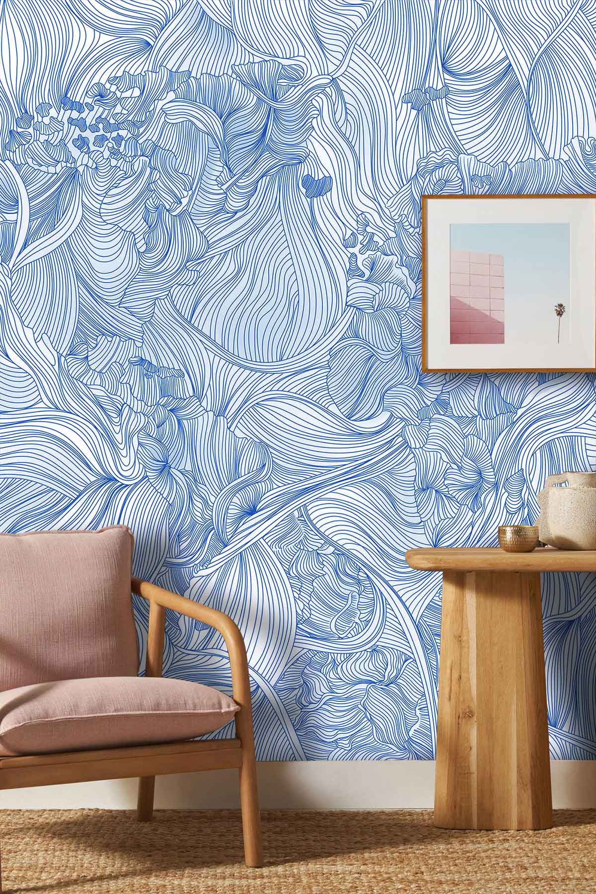 Papier peint mural Lignes croisées bleues - Le meilleur Papier peint panoramique Sur mesure