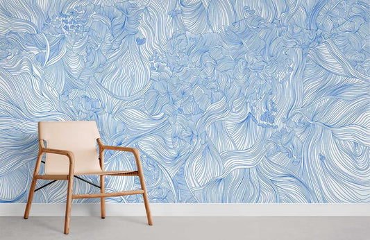 Papier peint mural Lignes croisées bleues - Le meilleur Papier peint panoramique Sur mesure