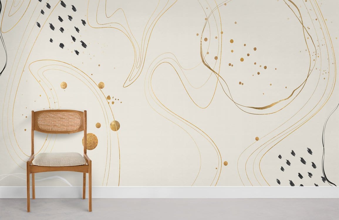 Papier Peint Mural Lignes Dorées - Le meilleur Papier peint panoramique Sur mesure