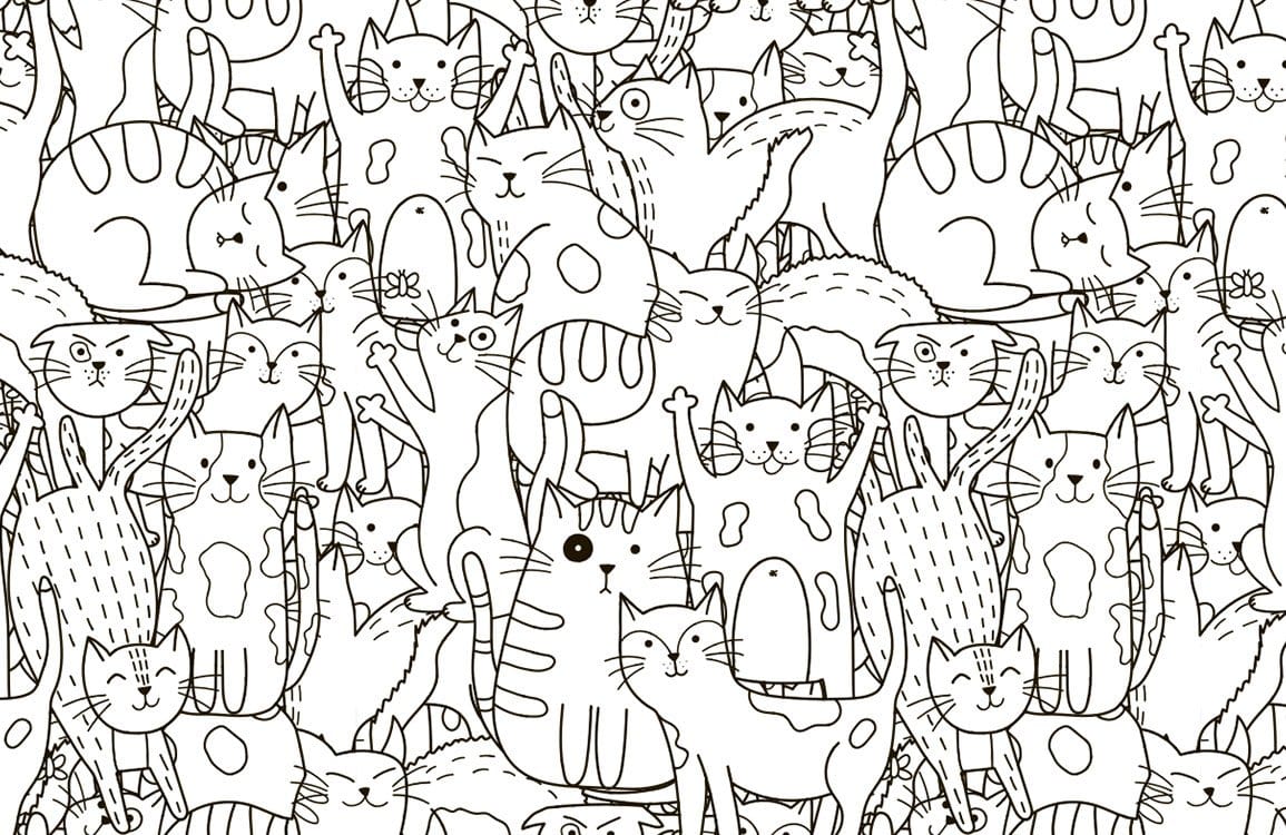 Papier peint mural Line Cats - Le meilleur Papier peint panoramique Sur mesure