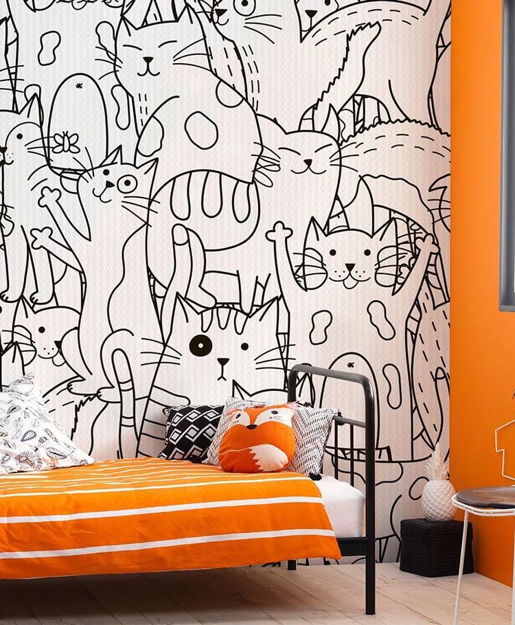 Papier peint mural Line Cats - Le meilleur Papier peint panoramique Sur mesure