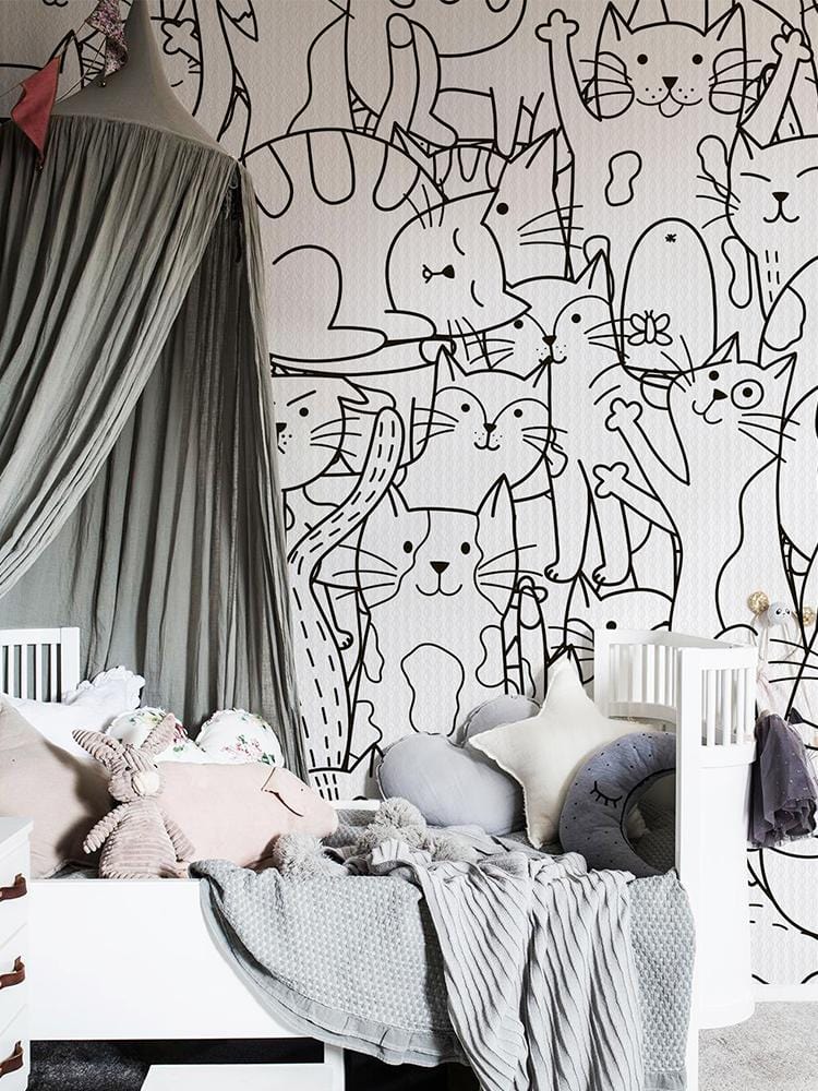 Papier peint mural Line Cats - Le meilleur Papier peint panoramique Sur mesure