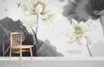 Papier peint mural Lotus Noir & Blanc - Vignette | Mr Papier Peint