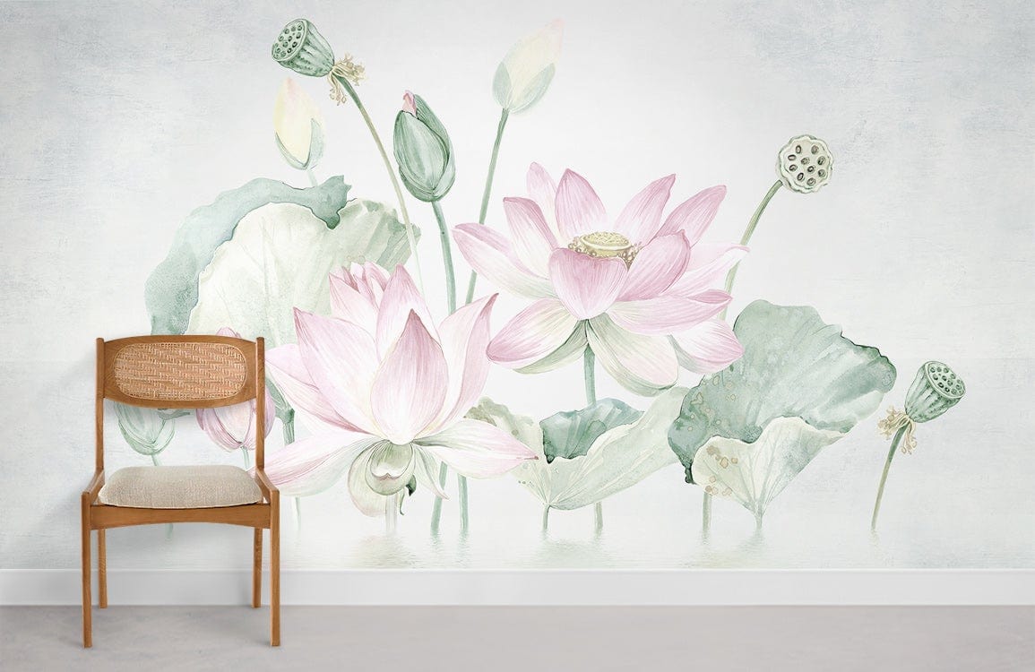 Papier peint mural Lotus Pastel - Le meilleur Papier peint panoramique Sur mesure