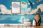 Papier peint mural Lune et Baleines sous ciel étoilé - Vignette | Mr Papier Peint