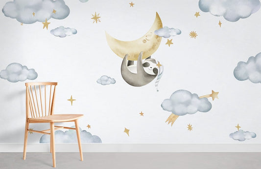 Papier peint mural Lune & Paresseux - Le meilleur Papier peint panoramique Sur mesure