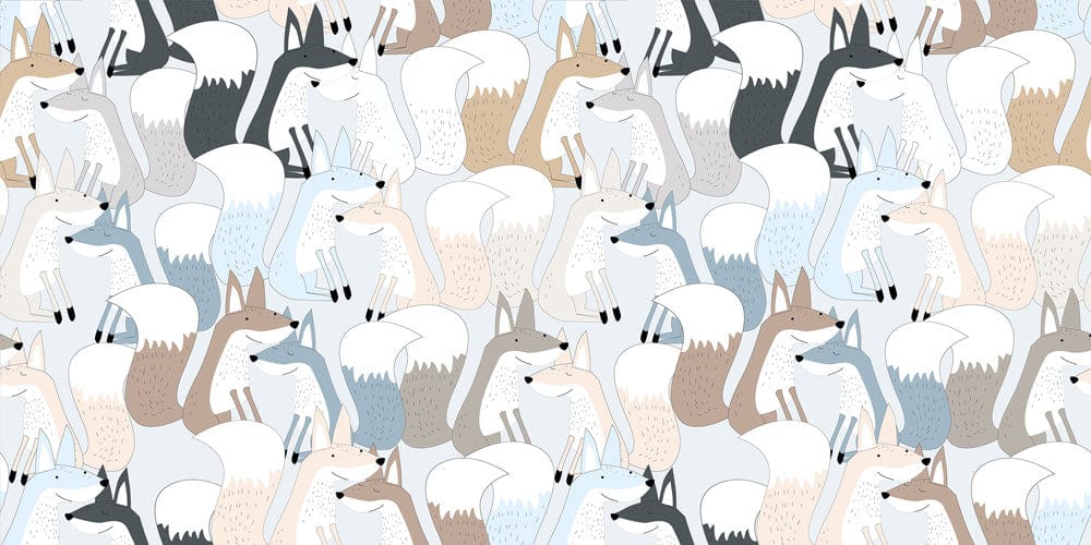 Papier peint mural M Renard avec motif de renards cartoon en couleurs naturelles