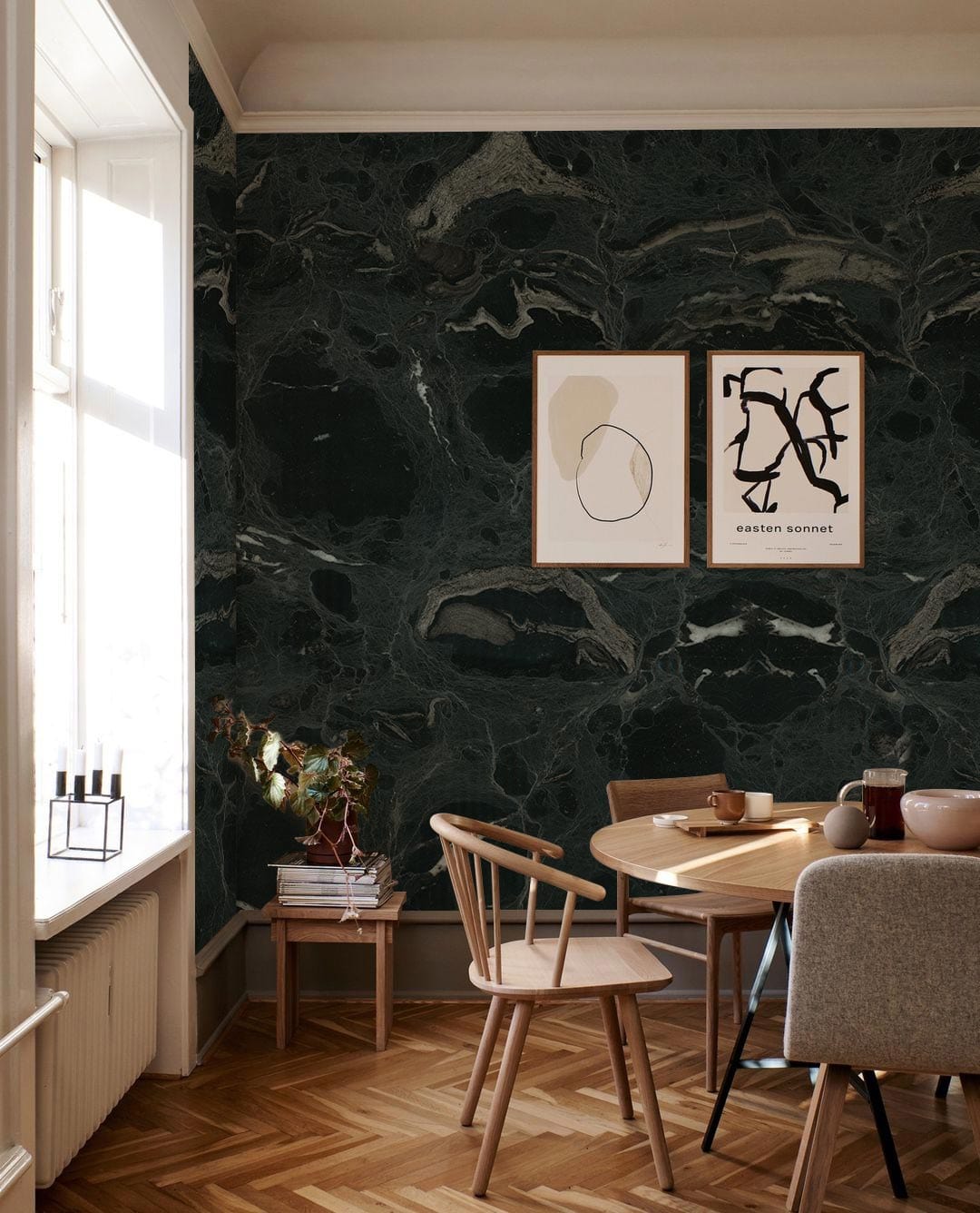 Papier peint mural Marbre Abysses Profondes avec motif marbre vert foncé