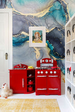 Mural Marbré Aquarelle Élégance Bleue Œuvre d’Art pour Votre Salon - Vignette | Mr Papier Peint