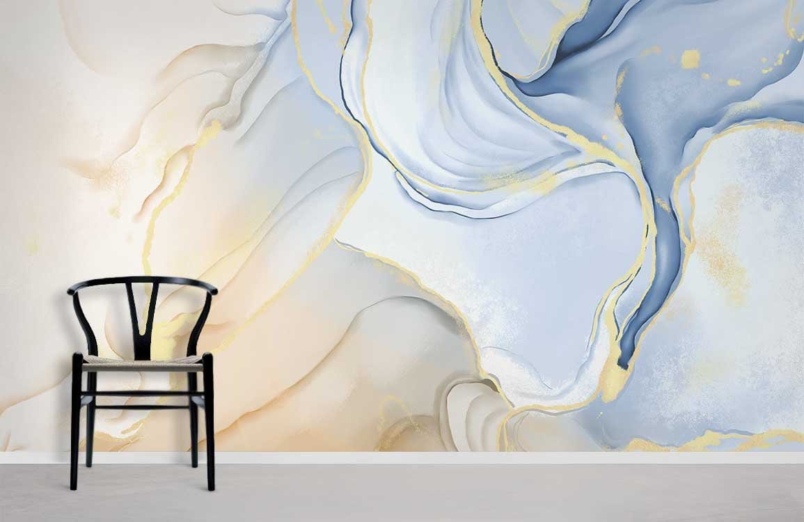 Papier peint mural marbre bleu-orange - Le meilleur Papier peint panoramique Sur mesure