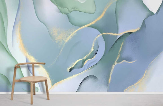 Papier peint mural marbre bleu-vert - Le meilleur Papier peint panoramique Sur mesure