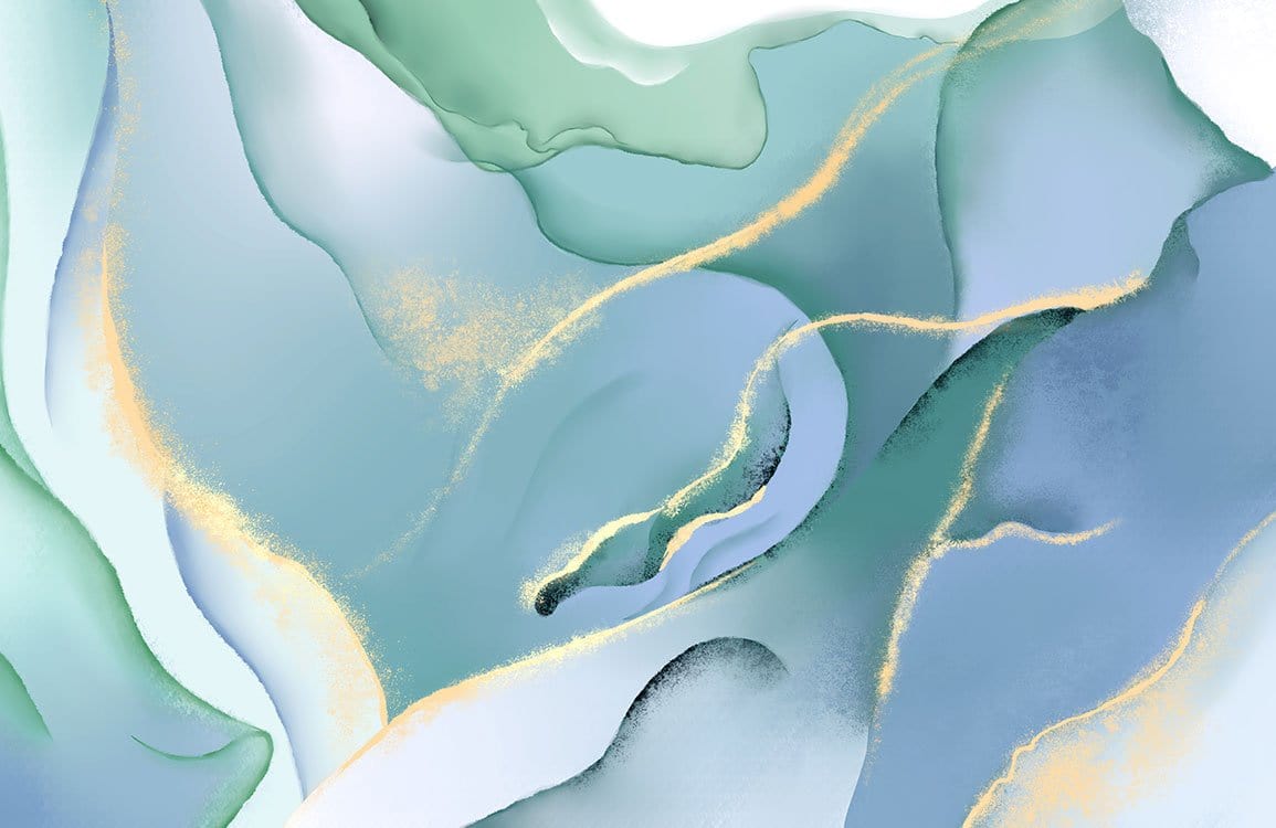 Papier peint mural marbre bleu-vert - Le meilleur Papier peint panoramique Sur mesure