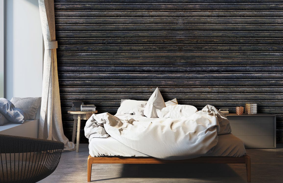 Photo d’un lit avec literie blanche et cadre en bois, idéal pour un peint mural marbré