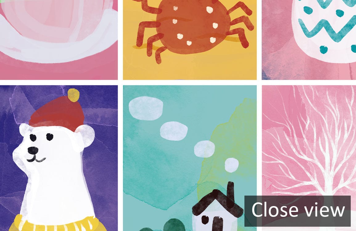 Illustration watercolor colorée pour papier peint mural mignon et abstrait pour enfants