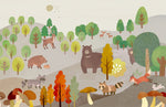 Papier peint mural migration animaux de la forêt - Vignette | Mr Papier Peint