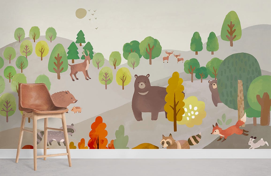 Papier peint mural migration animaux de la forêt - Le meilleur Papier peint panoramique Sur mesure