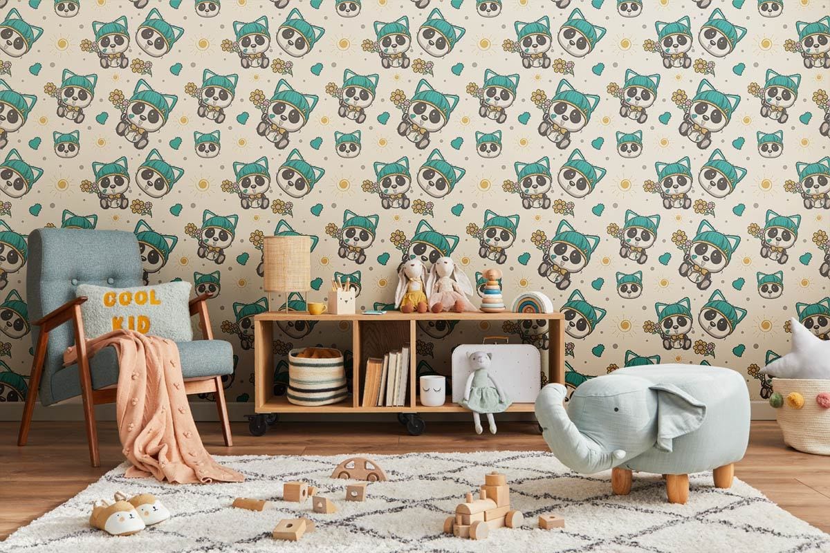 Papier Peint Mural Mini Pandas (80 caractères) - Le meilleur Papier peint panoramique Sur mesure