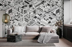 Papier peint mural monde en noir et blanc - Vignette | Mr Papier Peint