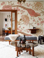 Papier peint mural Monde Rose fleurs et oiseaux élégance enchantée - Vignette | Mr Papier Peint
