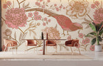 Papier peint mural Monde Rose fleurs et oiseaux élégance enchantée - Vignette | Mr Papier Peint