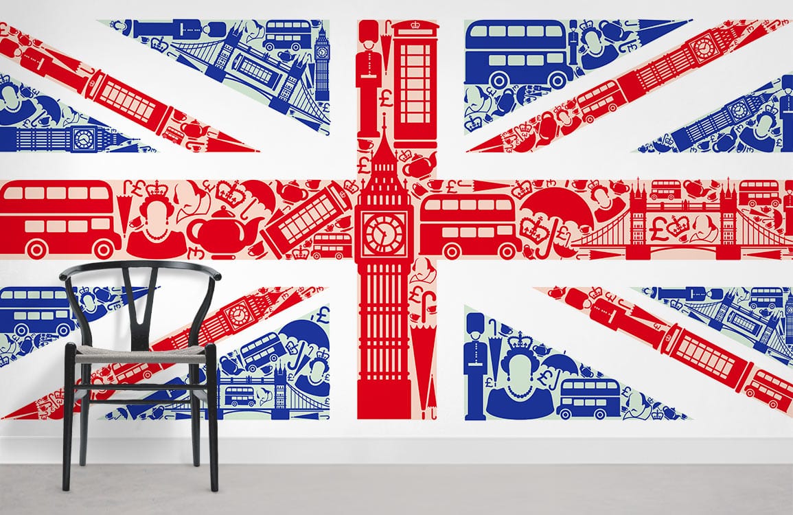 Papier peint mural montage Union Jack - Le meilleur Papier peint panoramique Sur mesure