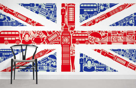 Papier peint mural montage Union Jack - Le meilleur Papier peint panoramique Sur mesure