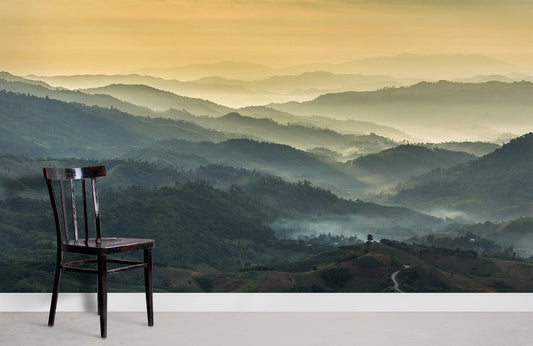 Papier peint mural Montagne & Ciel Jaune - Le meilleur Papier peint panoramique Sur mesure