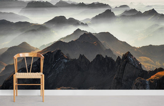 Papier peint mural Montagne dans le brouillard - Le meilleur Papier peint panoramique Sur mesure