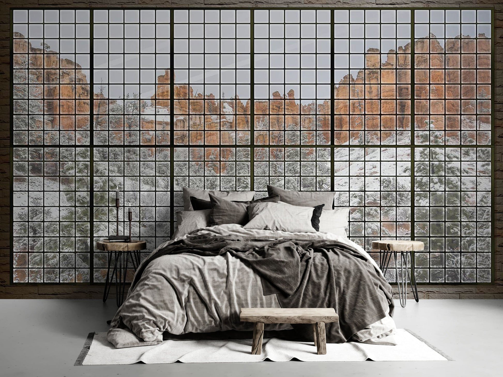Papier peint mural montagne enneigéewindow - Le meilleur Papier peint panoramique Sur mesure