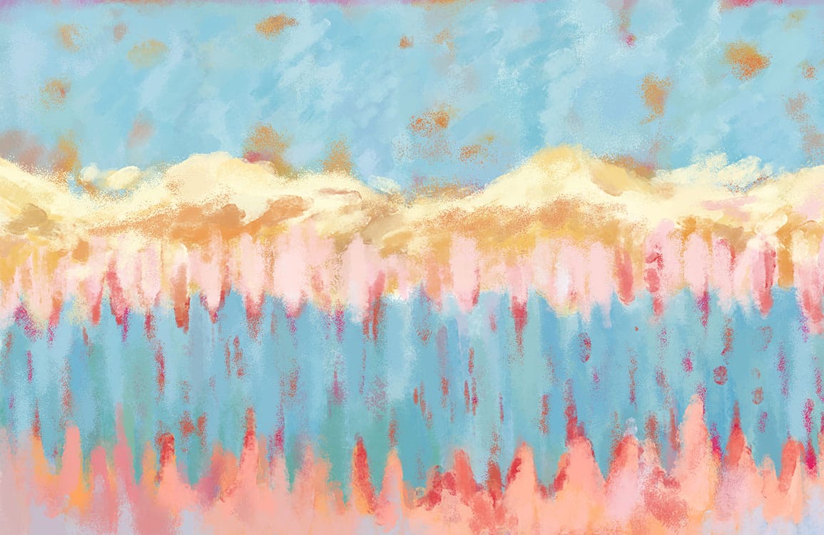 Peinture abstraite avec brushstrokes doux pour papier peint mural lac oniriques