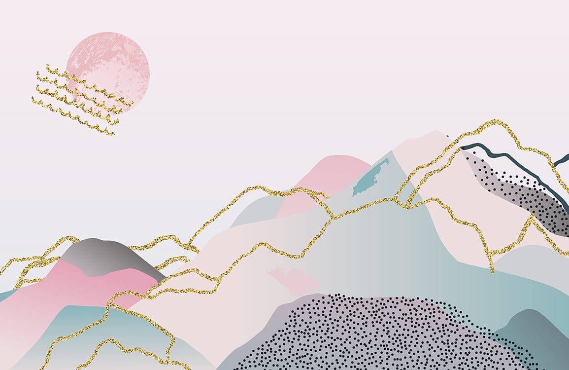 Papier Peint Mural Montagne Ombrée Onirique - Le meilleur Papier peint panoramique Sur mesure