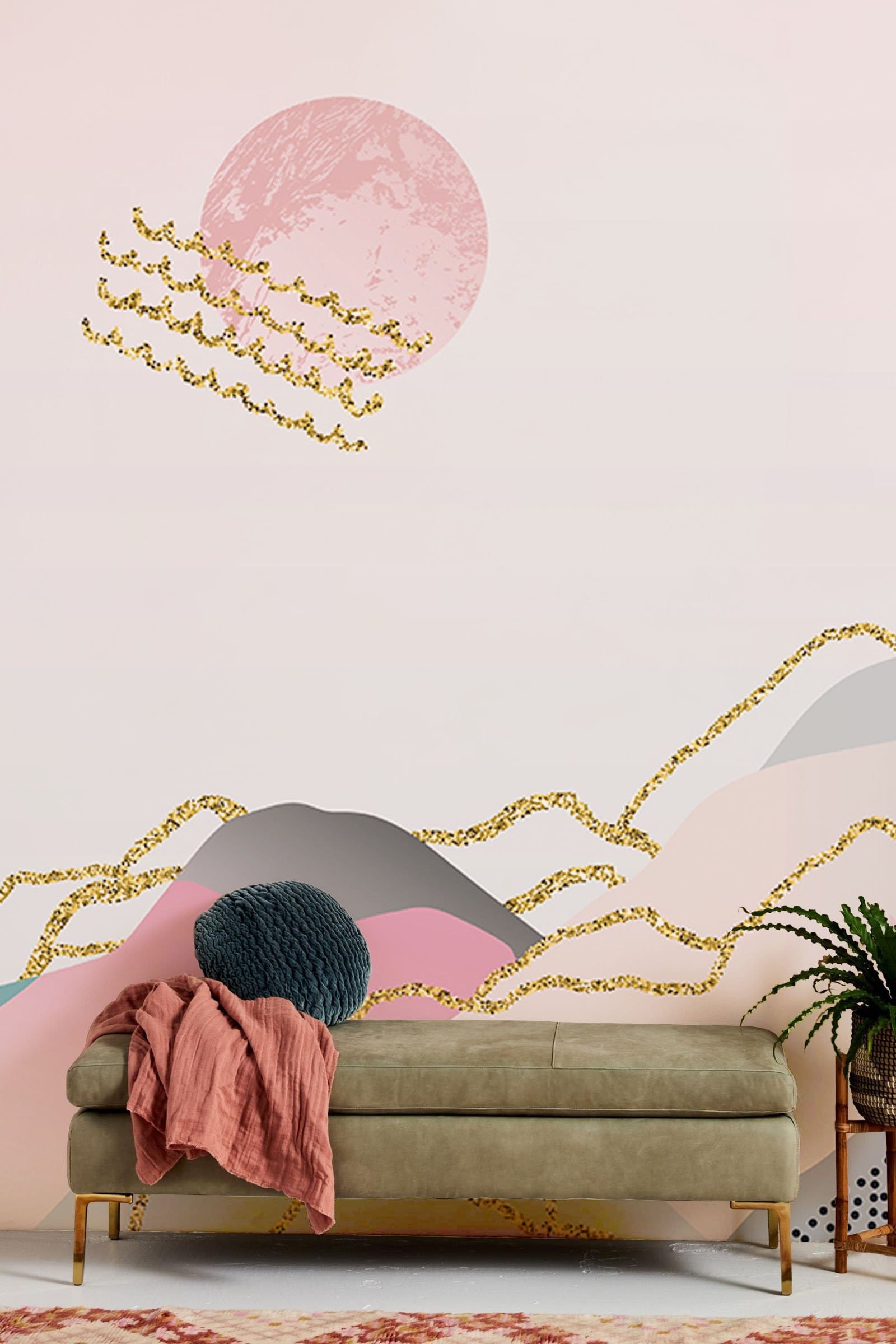 Papier Peint Mural Montagne Ombrée Onirique - Le meilleur Papier peint panoramique Sur mesure