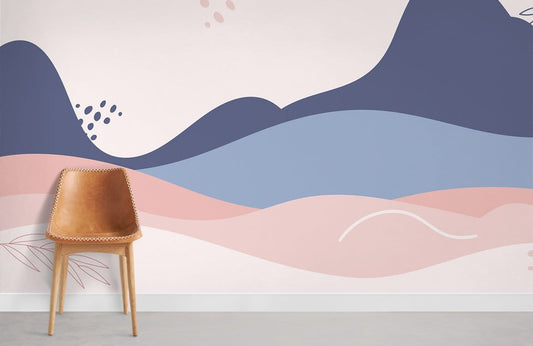 Papier Peint Mural Montagne Rose et Bleue - Le meilleur Papier peint panoramique Sur mesure