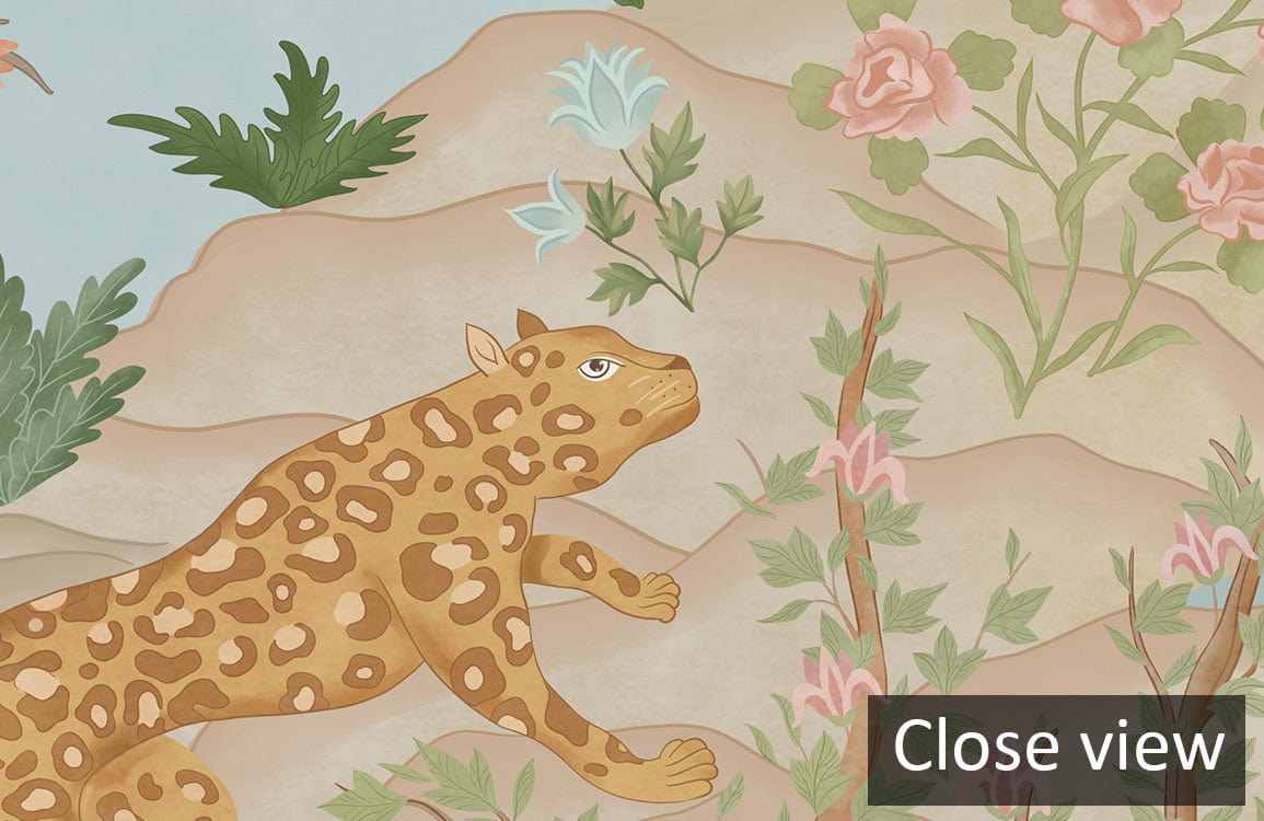 Leopard avec pelage tacheté dans la nature pour le papier peint mural Montagnes Énergiques