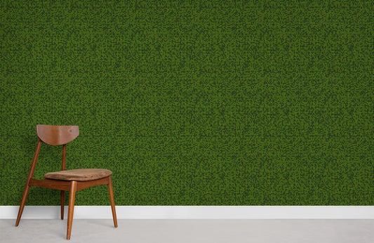 Chaise en bois avec siège et dossier marron pour peinture murale mosaïque verte
