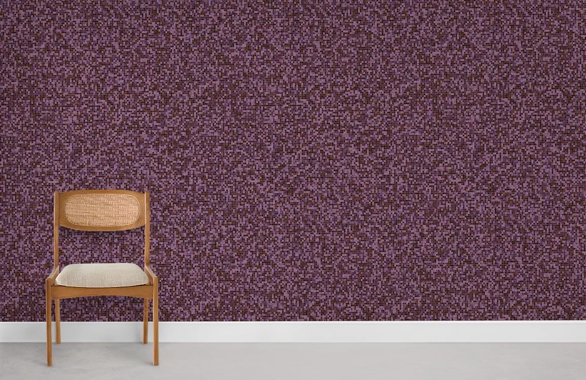 Chaise en bois avec dossier tissé et siège rembourré, idéal pour un papier peint mural mosaïque violet