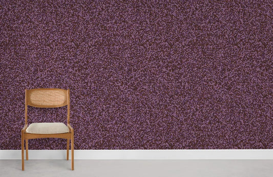Chaise en bois avec dossier tissé et siège rembourré, idéal pour un papier peint mural mosaïque violet