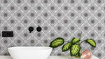 Papier peint mural motif carreaux de fleurs - Vignette | Mr Papier Peint