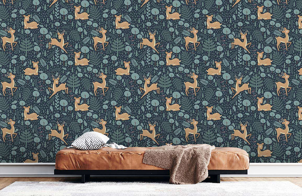 Tapis Mural Tapisserie Edith Collection – Cerf De Noël, 52x69 Cm + Frange, Motif Animaux