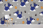 Papier peint mural motif chien et empreintes de pattes - Vignette | Mr Papier Peint