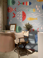 Papier peint mural motif poissons cartoon - Vignette | Mr Papier Peint