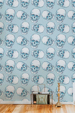 Papier peint mural motif squelette bleu - Vignette | Mr Papier Peint